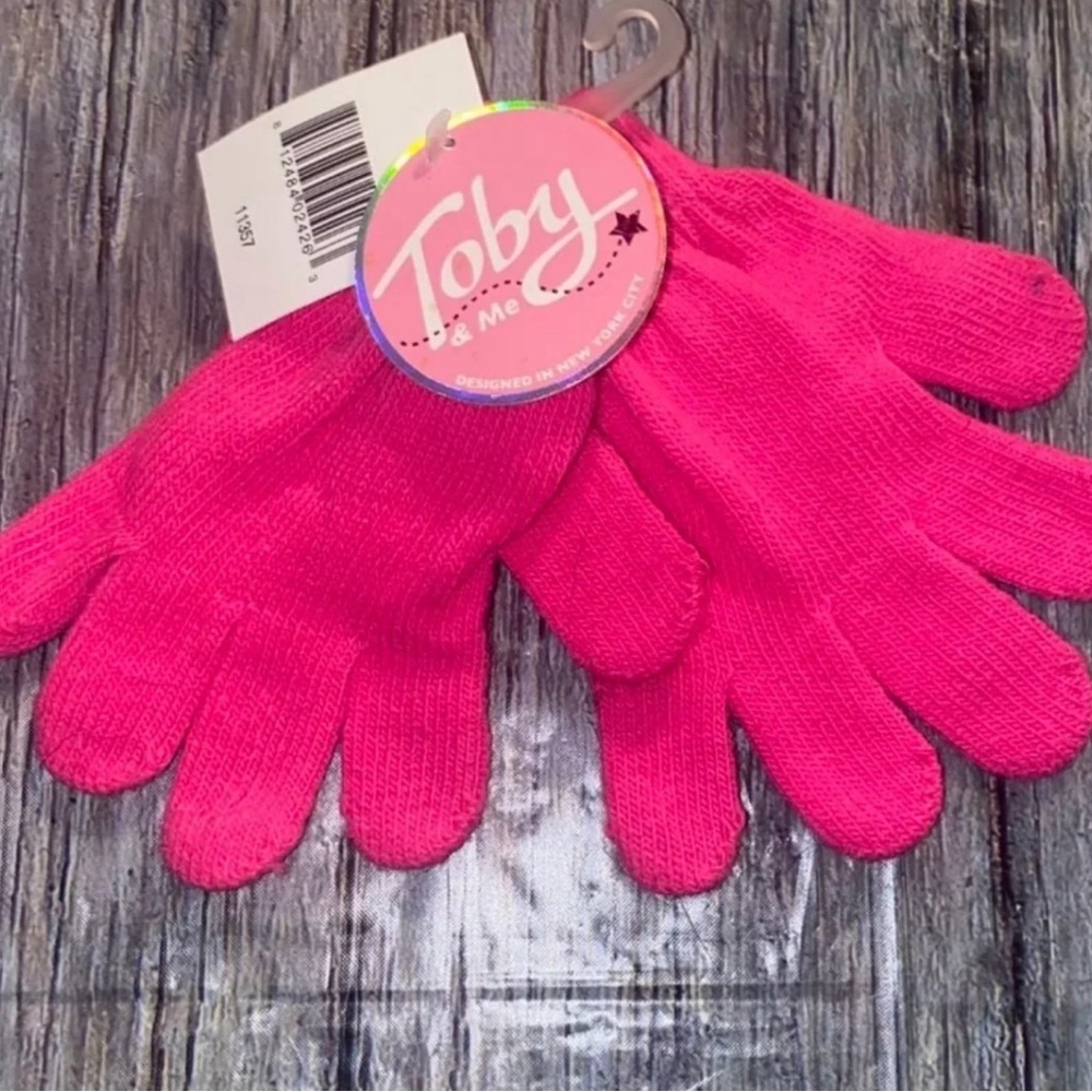 💞 New Little Kids Magenta Pink Knit Gloves